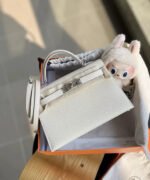 Borsa Hermès Kelly 20 in pelle Epsom bianca – Bild 4