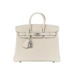 Borsa Hermès Birkin 25 in pelle Togo Craie