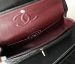 Chanel Classic Flap Bag 11.12 in pelle Caviar nera con finiture argentate – Bild 7